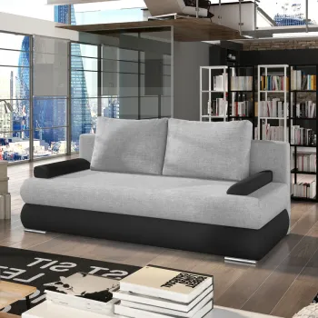 Canapea extensibila 3 locuri ELTAP, Milo, 213x95x90 cm, lemn/poliester, gri deschis/negru imagine