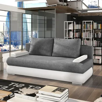 Canapea extensibila 3 locuri ELTAP, Milo, 213x95x90 cm, lemn/poliester, gri inchis/alb imagine