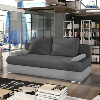 Canapea extensibila 3 locuri ELTAP, Milo, 213x95x90 cm, lemn/poliester, gri inchis/gri imagine