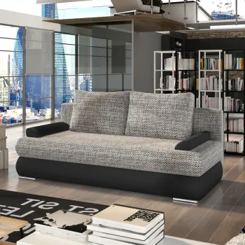 Canapea extensibila 3 locuri ELTAP, Milo, 213x95x90 cm, lemn/poliester, gri/negru imagine