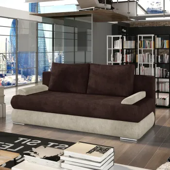 Canapea extensibila 3 locuri ELTAP, Milo, 213x95x90 cm, lemn/poliester, maro/bej imagine