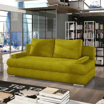 Canapea extensibila 3 locuri ELTAP, Milo, 213x95x90 cm, lemn/poliester, mustar imagine