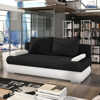 Canapea extensibila 3 locuri ELTAP, Milo, 213x95x90 cm, lemn/poliester, negru imagine