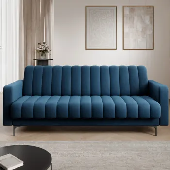 Canapea extensibila 3 locuri ELTAP, Roneyy, 212x89x86 cm, lemn/poliester, albastru imagine