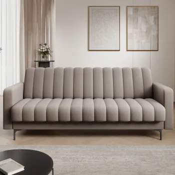 Canapea extensibila 3 locuri ELTAP, Roneyy, 212x89x86 cm, lemn/poliester, bej inchis imagine