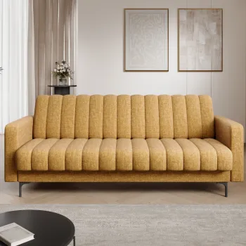 Canapea extensibila 3 locuri ELTAP, Roneyy, 212x89x86 cm, lemn/poliester, mustar imagine