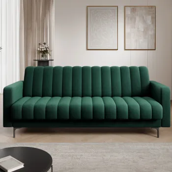 Canapea extensibila 3 locuri ELTAP, Roneyy, 212x89x86 cm, lemn/poliester, verde imagine