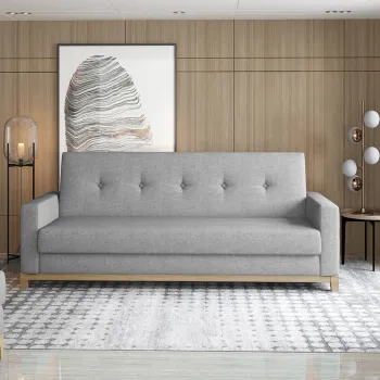 Canapea extensibila 3 locuri ELTAP, Sel-10-BW, Selene, 216x104x93 cm, lemn/poliester, gri deschis/natur imagine