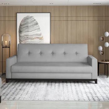 Canapea extensibila 3 locuri ELTAP, Selene, 216x104x93 cm, lemn/poliester, gri deschis imagine