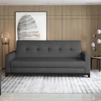 Canapea extensibila 3 locuri ELTAP, Selene, 216x104x93 cm, lemn/poliester, gri inchis imagine