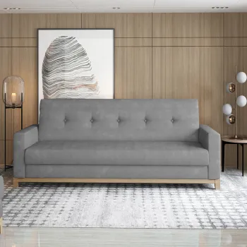 Canapea extensibila 3 locuri ELTAP, Selene, 216x104x93 cm, lemn/poliester, gri/natur imagine