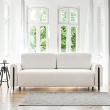 Canapea extensibila 3 locuri, ELTAP, SO-ARC-BL-01ROY, Arcadova, 244x97x97 cm, lemn/poliester, alb/negru imagine