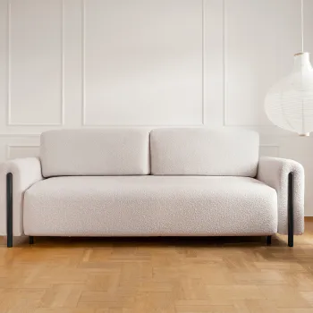 Canapea extensibila 3 locuri, ELTAP, SO-ARC-BL-18JAF, Arcadova, 244x97x97 cm, lemn/poliester, bej/negru imagine