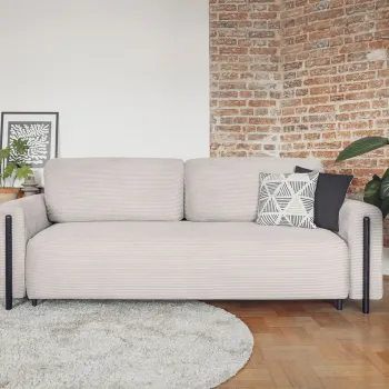 Canapea extensibila 3 locuri, ELTAP, SO-ARC-BL-18JAR, Arcadova, 244x97x97 cm, lemn/poliester, bej/negru imagine