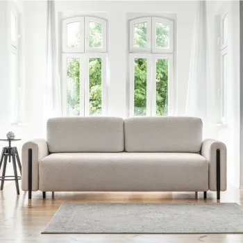 Canapea extensibila 3 locuri, ELTAP, SO-ARC-BL-18ROY, Arcadova, 244x97x97 cm, lemn/poliester, bej/negru imagine