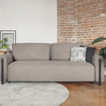 Canapea extensibila 3 locuri, ELTAP, SO-ARC-BL-20JAR, Arcadova, 244x97x97 cm, lemn/poliester, bej inchis/negru imagine
