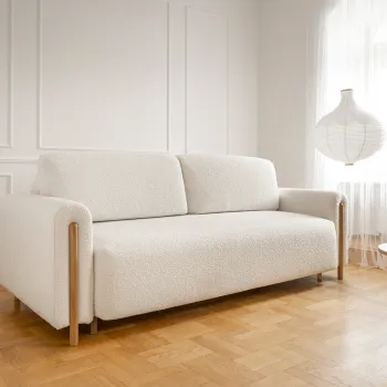 Canapea extensibila 3 locuri, ELTAP, SO-ARC-OA-01JAF, Arcadova, 244x97x97 cm, lemn/poliester, alb/stejar imagine