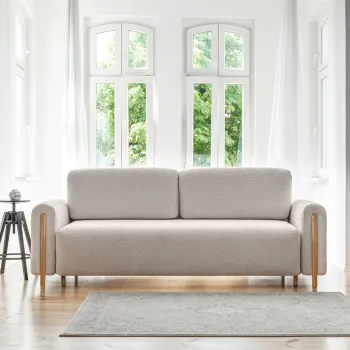 Canapea extensibila 3 locuri, ELTAP, SO-ARC-OA-18ROY, Arcadova, 244x97x97 cm, lemn/poliester, bej/stejar imagine