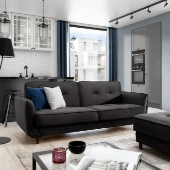 Canapea extensibila 3 locuri ELTAP, SO-BEL-05LO, Bellis, 220x90x83 cm, lemn/poliester, gri inchis imagine