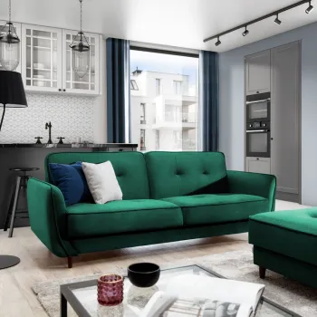 Canapea extensibila 3 locuri ELTAP, SO-BEL-37MO, Bellis, 220x90x83 cm, lemn/poliester, verde deschis imagine