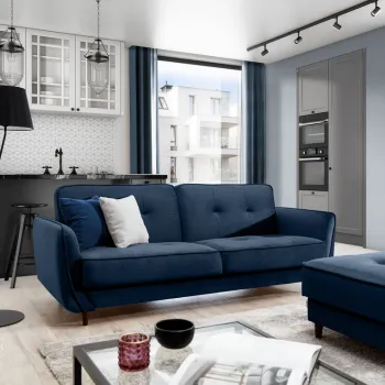 Canapea extensibila 3 locuri ELTAP, SO-BEL-40LO, Bellis, 220x90x83 cm, lemn/poliester, albastru inchis imagine