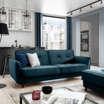 Canapea extensibila 3 locuri ELTAP, SO-BEL-77MO, Bellis, 220x90x83 cm, lemn/poliester, albastru imagine