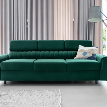 Canapea extensibila 3 locuri, ELTAP, SO-LAU-35NU, Laurence, 261x97x105 cm, lemn/poliester, verde inchis imagine
