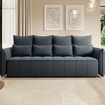 Canapea extensibila 3 locuri ELTAP, Weltton, 242x106x94 cm, lemn/poliester, bleu imagine