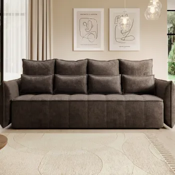 Canapea extensibila 3 locuri ELTAP, Weltton, 242x106x94 cm, lemn/poliester, maro imagine