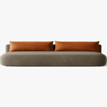 Canapea extensibila 3 locuri, Hena, Micadoni Home, 205x112x85 cm, catifea, gri maroniu imagine