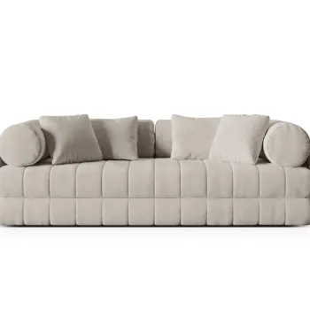 Canapea extensibila 3 locuri, Kemi, Cosmopolitan Design, 206x95x70 cm, catifea, bej imagine