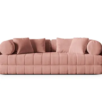 Canapea extensibila 3 locuri, Kemi, Cosmopolitan Design, 206x95x70 cm, catifea, roz imagine