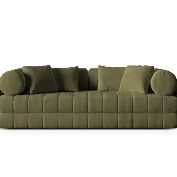 Canapea extensibila 3 locuri, Kemi, Cosmopolitan Design, 206x95x70 cm, catifea, verde imagine