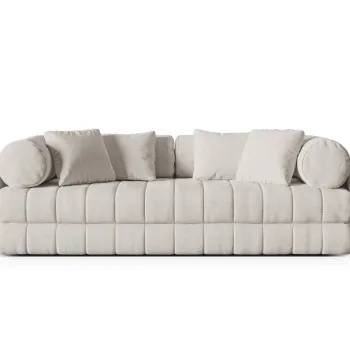 Canapea extensibila 3 locuri, Kemi, Cosmopolitan Design, 206x95x70 cm, tesatura boucle, bej deschis imagine