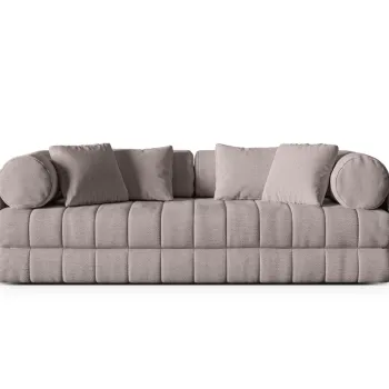 Canapea extensibila 3 locuri, Kemi, Cosmopolitan Design, 206x95x70 cm, tesatura boucle, gri cald imagine