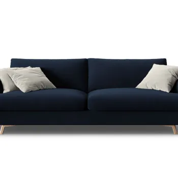 Canapea extensibila 3 locuri, Naomi, Micadoni Home, 233x110x95 cm, catifea, albastru regal imagine