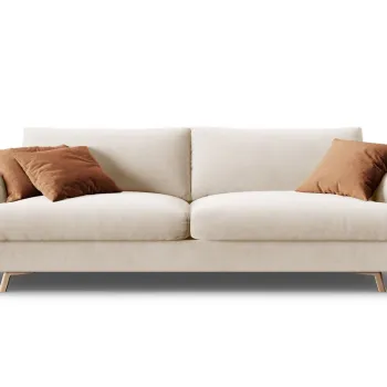 Canapea extensibila 3 locuri, Naomi, Micadoni Home, 233x110x95 cm, catifea, bej imagine