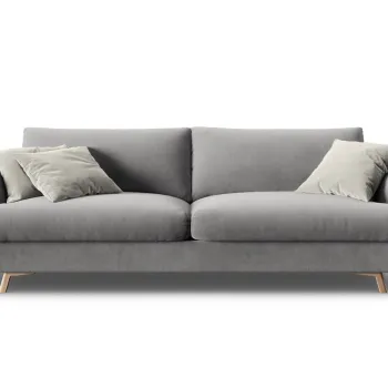Canapea extensibila 3 locuri, Naomi, Micadoni Home, 233x110x95 cm, catifea, gri imagine