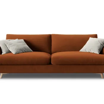 Canapea extensibila 3 locuri, Naomi, Micadoni Home, 233x110x95 cm, catifea, teracota imagine