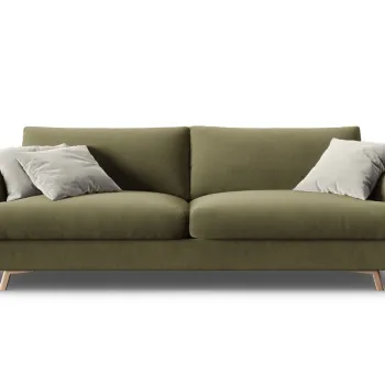 Canapea extensibila 3 locuri, Naomi, Micadoni Home, 233x110x95 cm, catifea, verde imagine