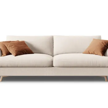 Canapea extensibila 3 locuri, Naomi, Micadoni Home, 233x110x95 cm, tesatura structurata, bej imagine