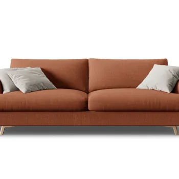 Canapea extensibila 3 locuri, Naomi, Micadoni Home, 233x110x95 cm, tesatura structurata, caramiziu imagine