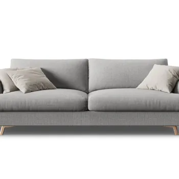 Canapea extensibila 3 locuri, Naomi, Micadoni Home, 233x110x95 cm, tesatura structurata, cenusiu melanj imagine