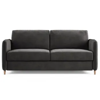 Canapea extensibila 3 locuri, Simo, Micadoni Home, 184x102x95 cm, catifea, gri inchis imagine