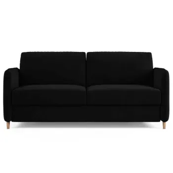 Canapea extensibila 3 locuri, Simo, Micadoni Home, 184x102x95 cm, catifea, negru imagine