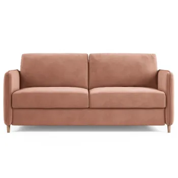 Canapea extensibila 3 locuri, Simo, Micadoni Home, 184x102x95 cm, catifea, roz imagine