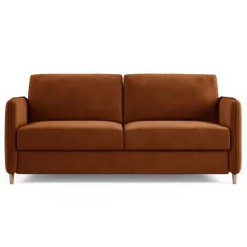 Canapea extensibila 3 locuri, Simo, Micadoni Home, 184x102x95 cm, catifea, teracota imagine