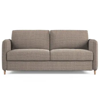 Canapea extensibila 3 locuri, Simo, Micadoni Home, 184x102x95 cm, tesatura structurata, maro deschis imagine