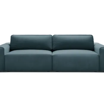Canapea extensibila 3 locuri, Victor, Micadoni Home, 246x100x83 cm, catifea, albastru imagine