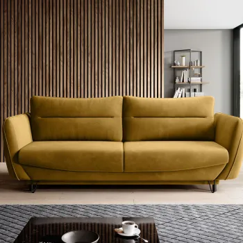 Canapea extensibila 4 locuri ELTAP, SO-SIL-45LO, Silva, 236x95x90 cm, lemn/poliester, mustar imagine